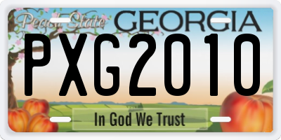 GA license plate PXG2010