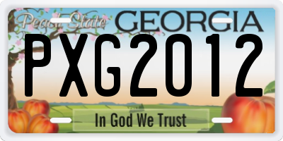 GA license plate PXG2012