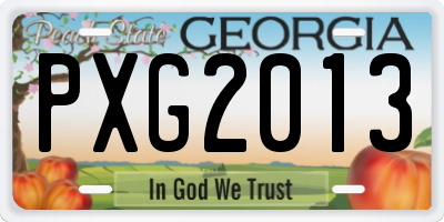 GA license plate PXG2013