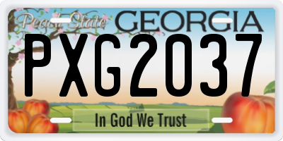 GA license plate PXG2037