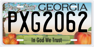 GA license plate PXG2062