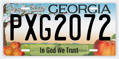 GA license plate PXG2072