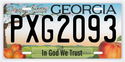 GA license plate PXG2093