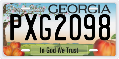 GA license plate PXG2098