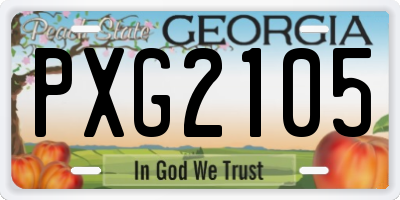 GA license plate PXG2105