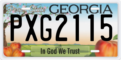 GA license plate PXG2115