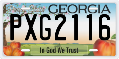 GA license plate PXG2116