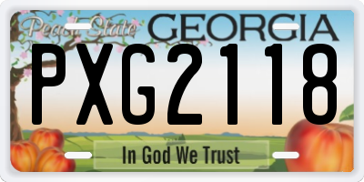 GA license plate PXG2118