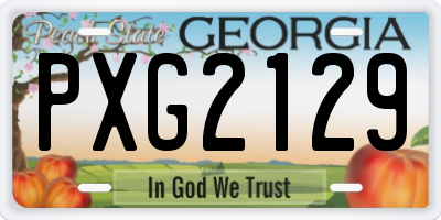 GA license plate PXG2129