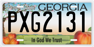 GA license plate PXG2131