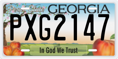 GA license plate PXG2147