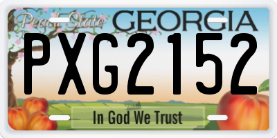 GA license plate PXG2152