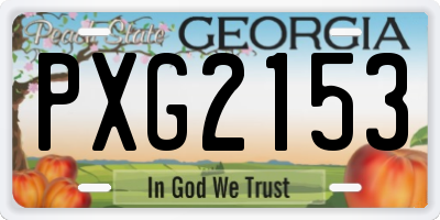 GA license plate PXG2153