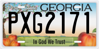 GA license plate PXG2171