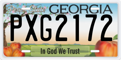 GA license plate PXG2172