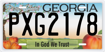 GA license plate PXG2178