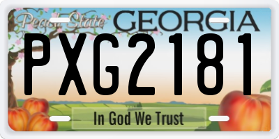 GA license plate PXG2181