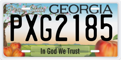 GA license plate PXG2185