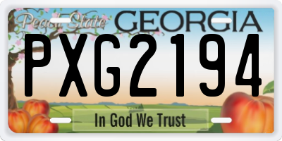 GA license plate PXG2194