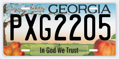 GA license plate PXG2205