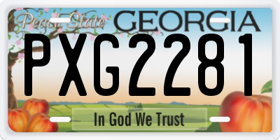 GA license plate PXG2281