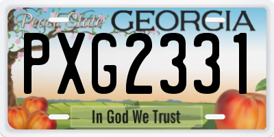 GA license plate PXG2331