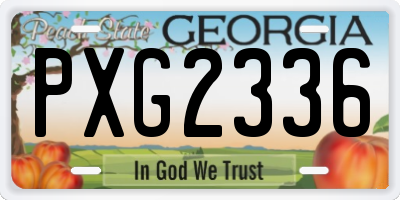 GA license plate PXG2336