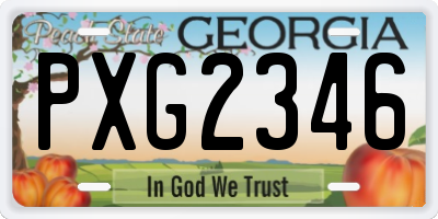 GA license plate PXG2346