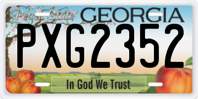 GA license plate PXG2352