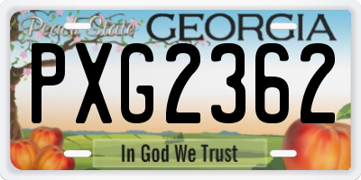 GA license plate PXG2362