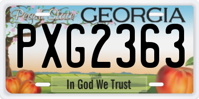 GA license plate PXG2363