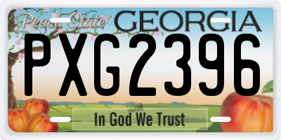 GA license plate PXG2396