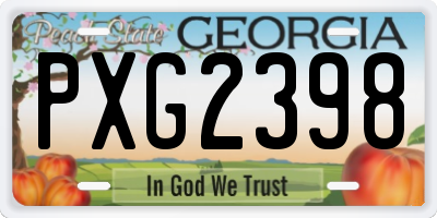 GA license plate PXG2398