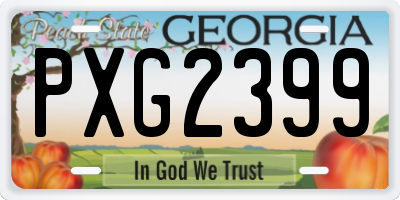 GA license plate PXG2399