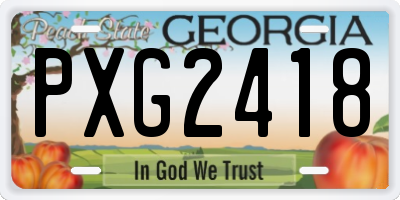 GA license plate PXG2418