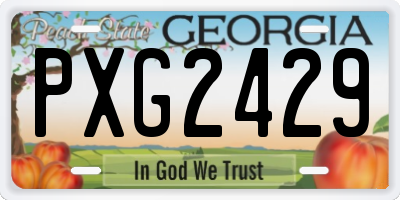 GA license plate PXG2429