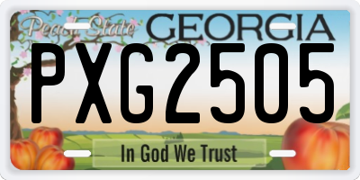 GA license plate PXG2505