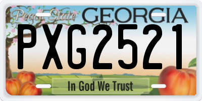 GA license plate PXG2521