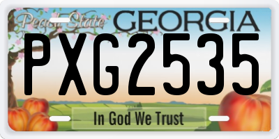 GA license plate PXG2535