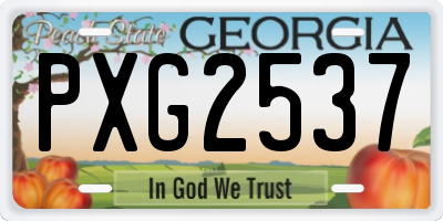 GA license plate PXG2537