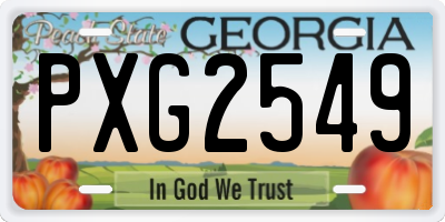 GA license plate PXG2549