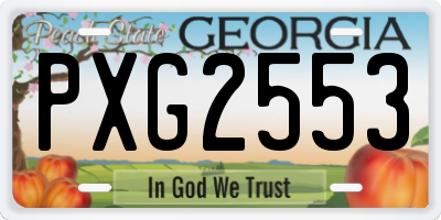 GA license plate PXG2553