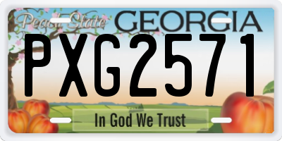 GA license plate PXG2571