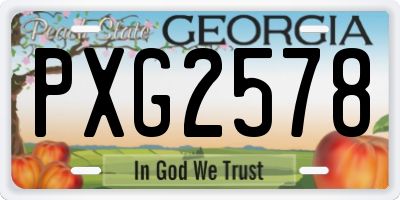 GA license plate PXG2578