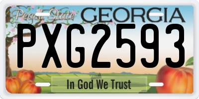 GA license plate PXG2593