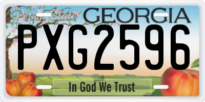 GA license plate PXG2596