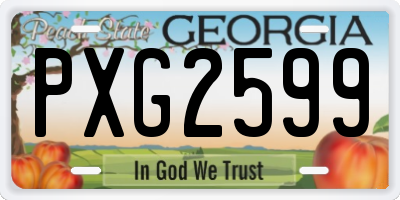 GA license plate PXG2599
