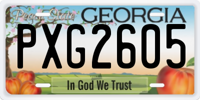 GA license plate PXG2605