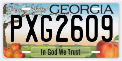 GA license plate PXG2609