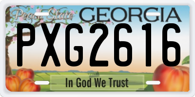 GA license plate PXG2616